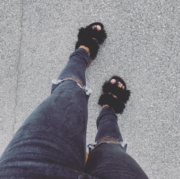 NWT Ember Dual Strap Fur Fuzzy Slide Sandals - Picture 3 of 6